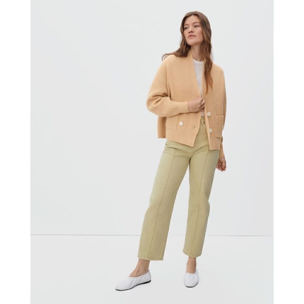 Everlane The Felted Wool Double-Breasted Cardigan S Yellow - Picture 2 of 13